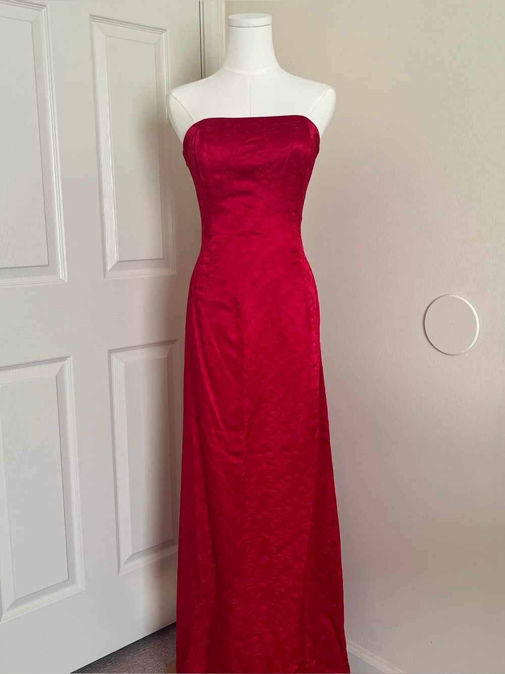 Vintage '90s Jessica McClintock Red Strapless Gown Womens Size 8 Prom Formal